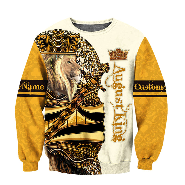 Custom Name August King Lion 3D All Over Printed Unisex Shirts