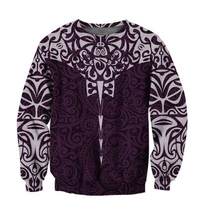 New zealand hoodie manta maori ta moko purple 3d all over printed shirt and short for man and women-Apparel-PL8386-Sweatshirt-S-Vibe Cosy™