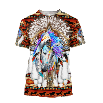 Horse Dreamcatcher Native American Blue Hoodie 3D All Over Printed Shirts DA140920203-LAM