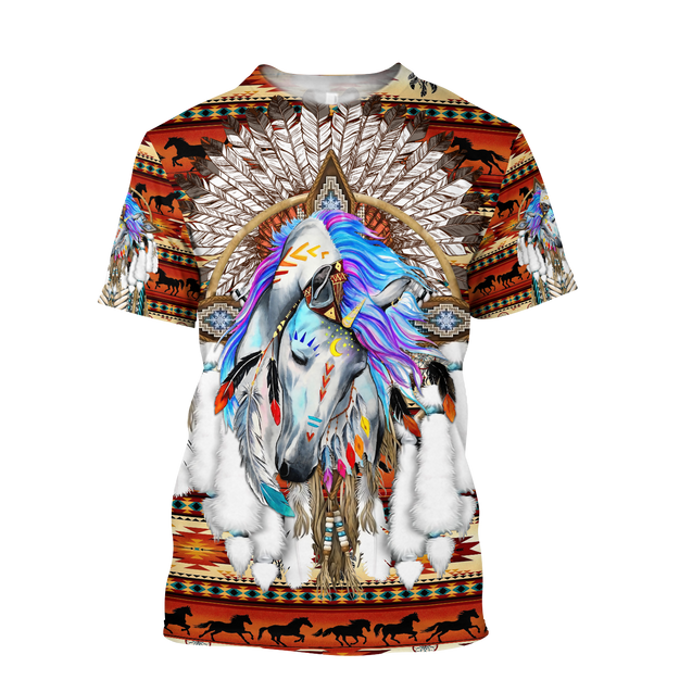 Horse Dreamcatcher Native American Blue Hoodie 3D All Over Printed Shirts DA140920203-LAM