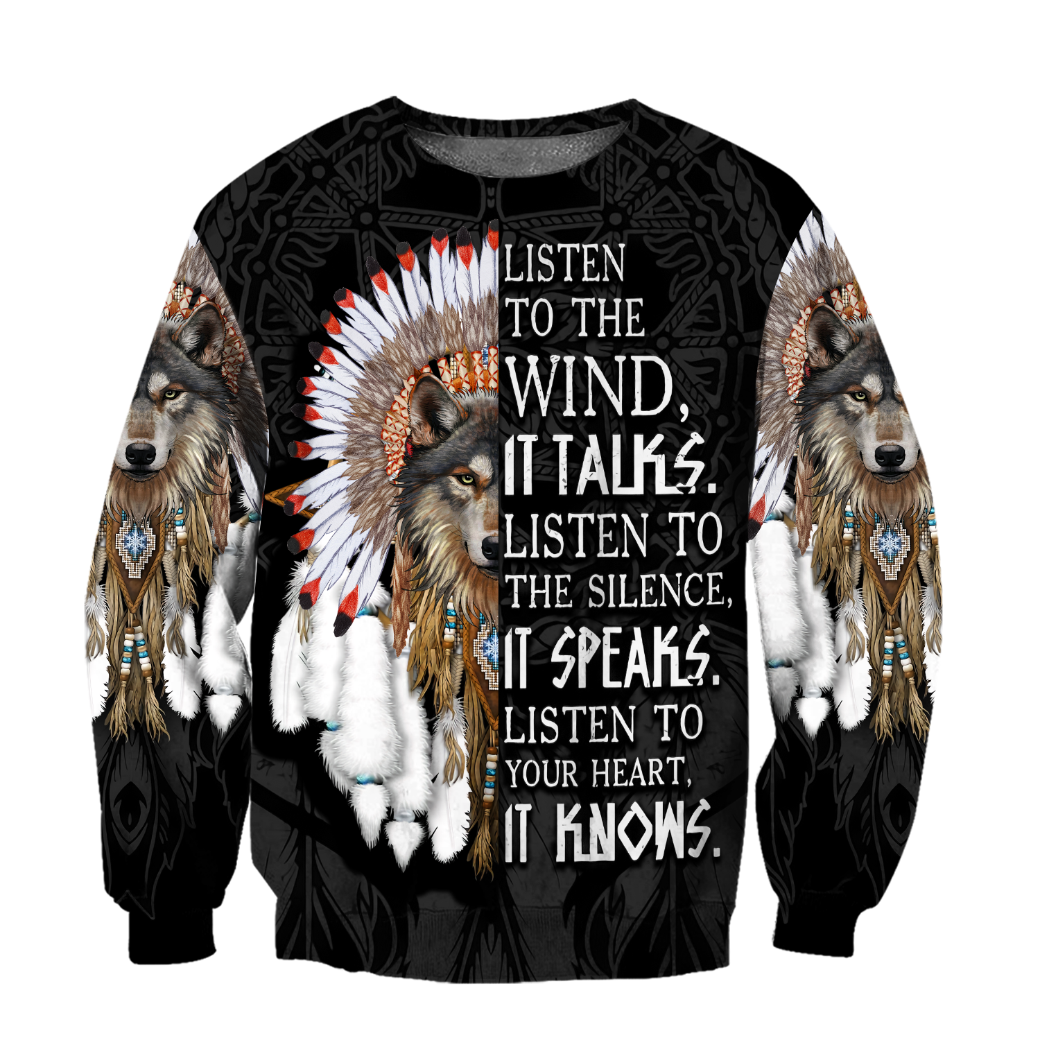 Wolf Native American Hoodie 3D All Over Printed Shirts