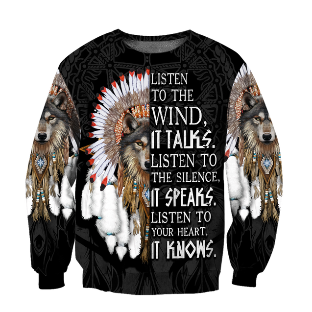 Wolf Native American Hoodie 3D All Over Printed Shirts