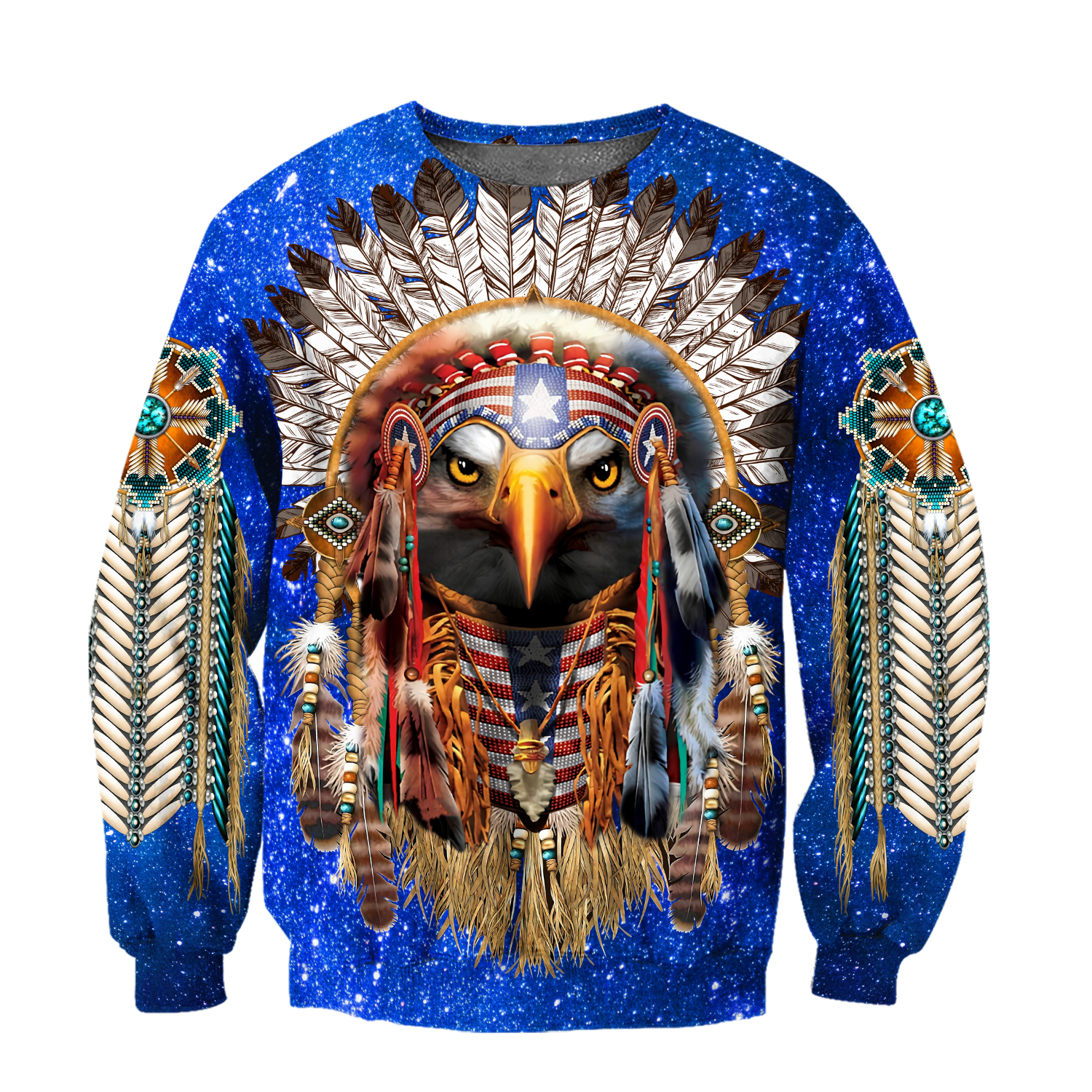 Eagle Native American Blue Galaxy 3D All Over Printed Shirts DA140920202-LAM