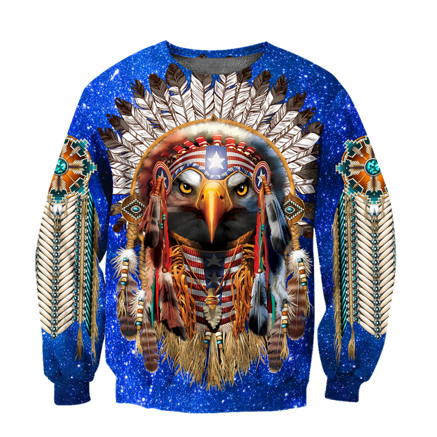 Eagle Native American Blue Galaxy 3D All Over Printed Shirts DA140920202-LAM