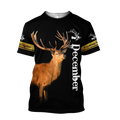 Premium December Deer Customize Name 3D All Over Printed Shirts