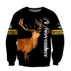 Premium November Deer Customize Name 3D All Over Printed Shirts