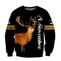 Premium November Deer Customize Name 3D All Over Printed Shirts