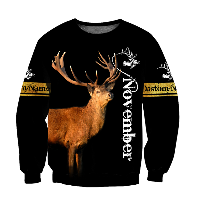 Premium November Deer Customize Name 3D All Over Printed Shirts