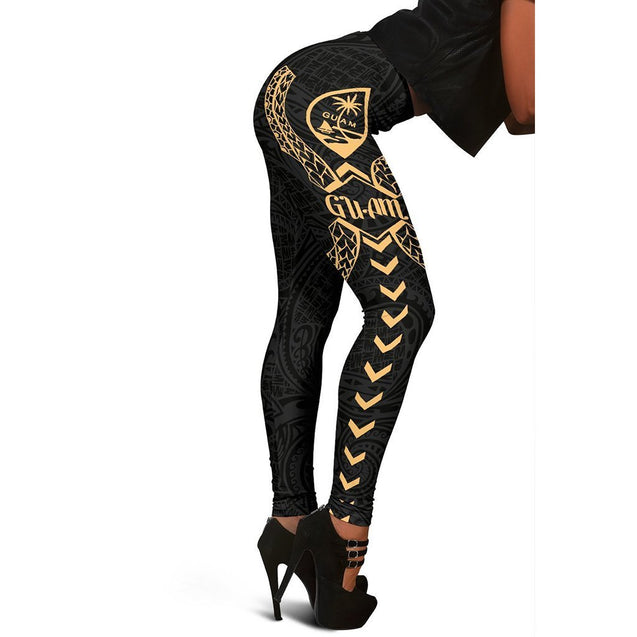 Guam Women's Leggings - Polynesian Tribal Gold - BN04-LEGGINGS-HP Arts-Guam-XS-Gold-Vibe Cosy™