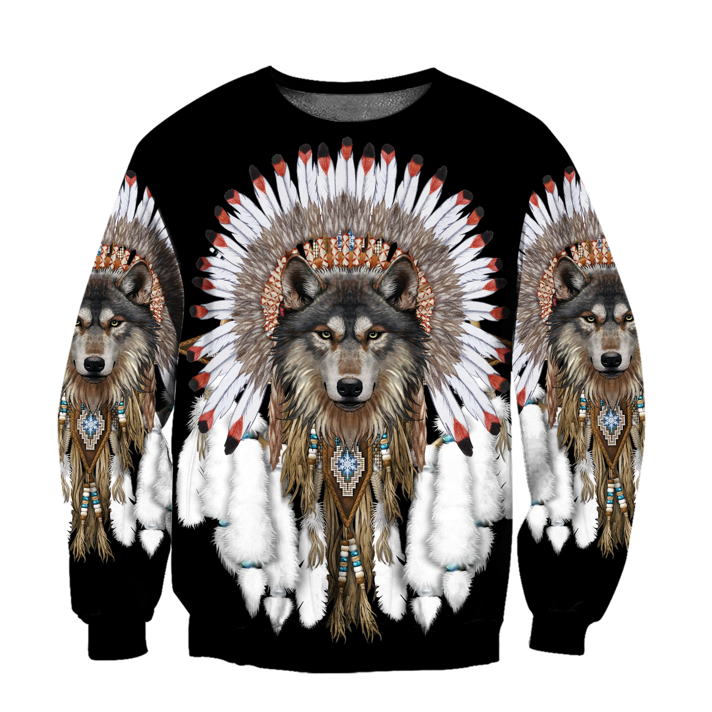 Wolf Native American Hoodie 3D All Over Printed Shirts