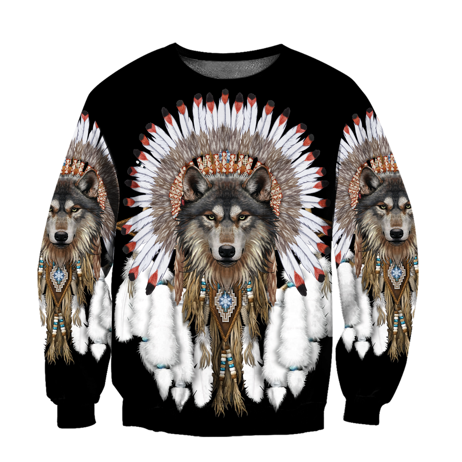 Wolf Native American Hoodie 3D All Over Printed Shirts