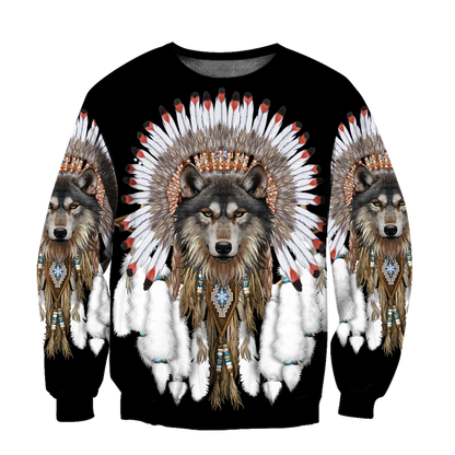 Wolf Native American Hoodie 3D All Over Printed Shirts