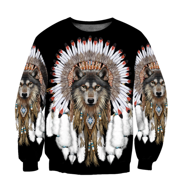 Wolf Native American Hoodie 3D All Over Printed Shirts