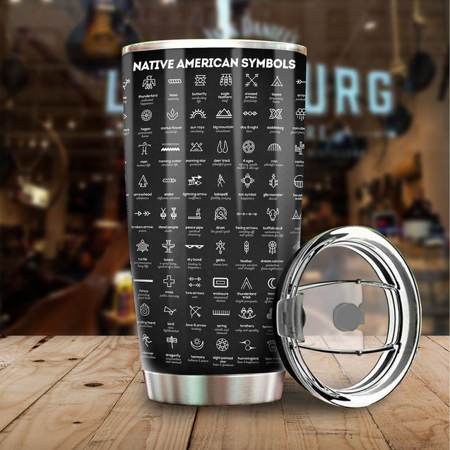 NATIVE AMERICAN SYMBOLS STAINLESS STEEL TUMBLER TA031816-TA-Vibe Cosy™