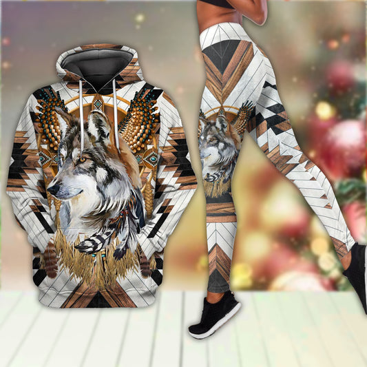 Love Wolf Native American 3D All Over Printed Shirts for Women