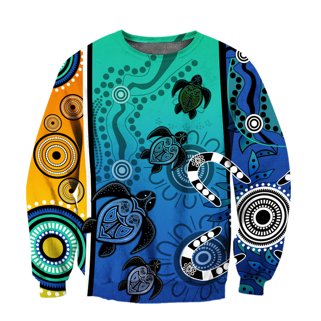 Aboriginal Indigenous Turtle Dot Painting Art 3D Hoodie Shirt For Men And Women