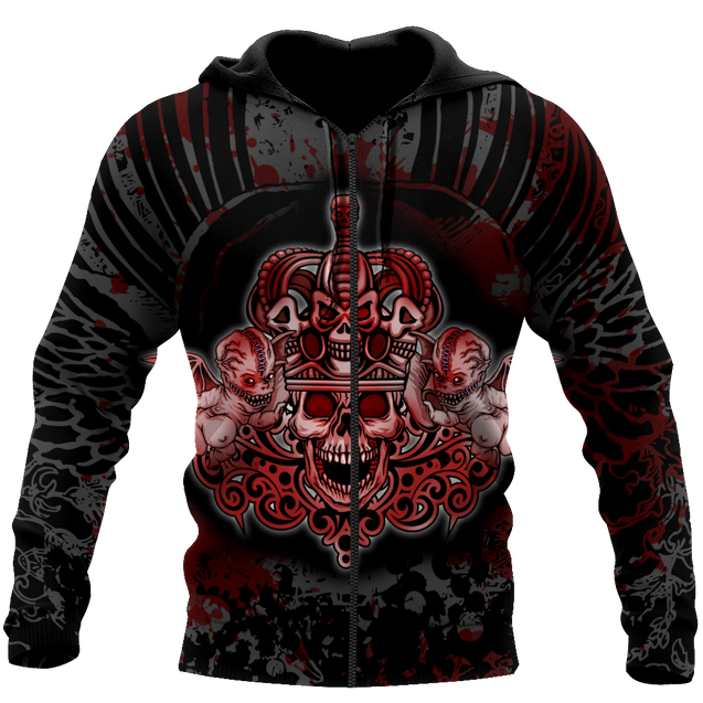 Gothic coat of arms with skull and angels 3D all over printed for men and women HHT14082003