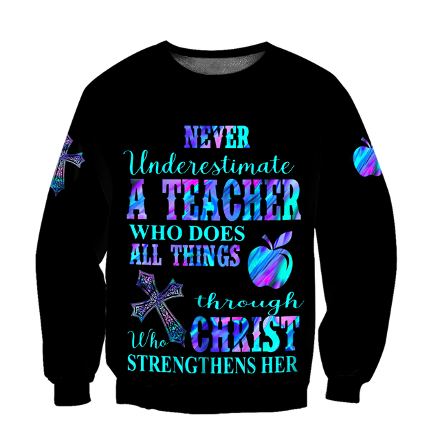 Teacher - Never Undersetimate A Teacher Hoodie 3D All Over Printed Shirts HHT2008201-LAM