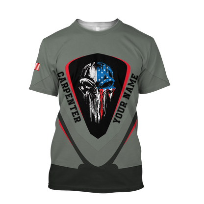 Carpenter Skull Customize Name 3D Unisex Shirts