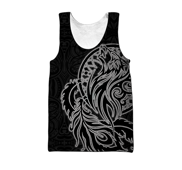 Maori dream catcher wolf tattoo 3d all over printed shirt and short for man and women HHT17072002-Apparel-PL8386-Tank top-S-Vibe Cosy™