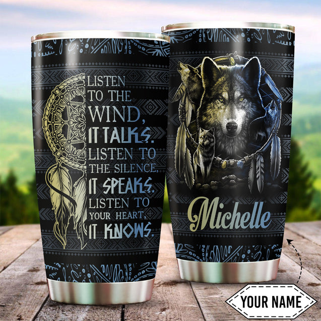 Customize Name Native American Steel Tumbler