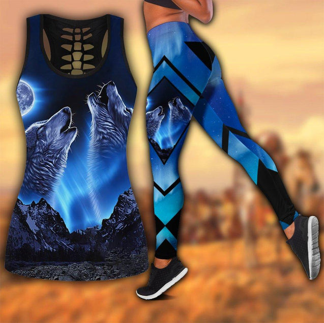 Wolf 3D All Over Printed Legging + Hollow Tank