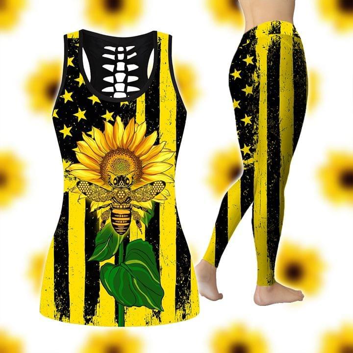 Sunflower Hippie Bee Combo Legging + Tank SU200304-Apparel-SUN-S-S-Vibe Cosy™