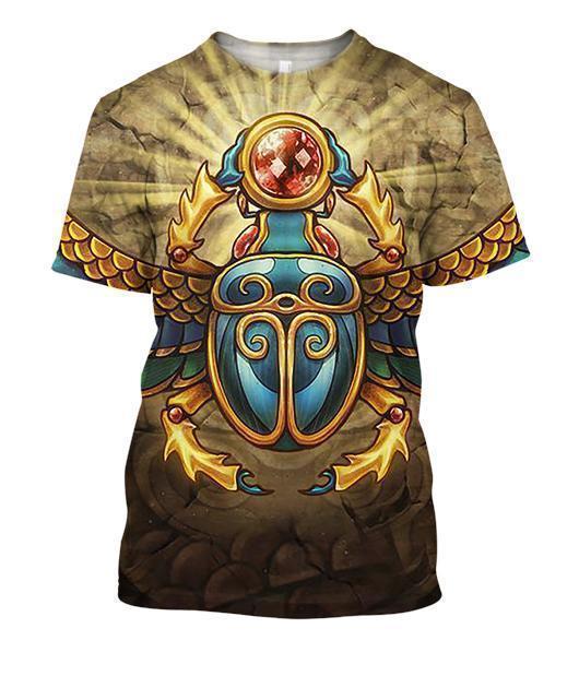 All Over Printed Egyptian Scarabs-Apparel-HbArts-T-Shirt-S-Vibe Cosy™