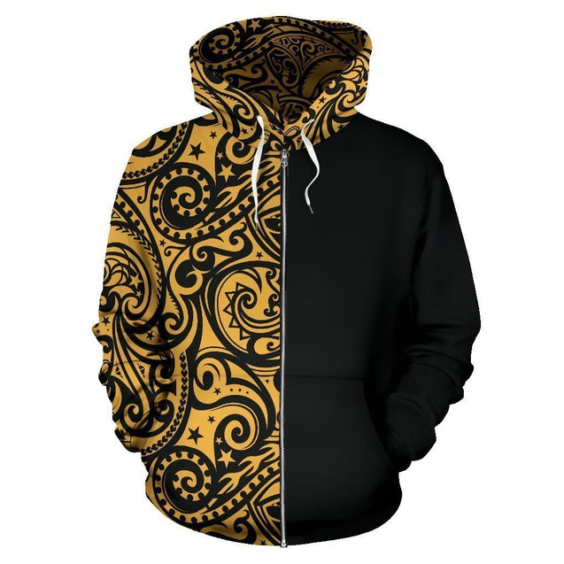 Polynesian Hoodie Half Style 02 - AH TH2-ALL OVER PRINT HOODIES (P)-Phaethon-Zip Up Hoodie-S-Vibe Cosy™