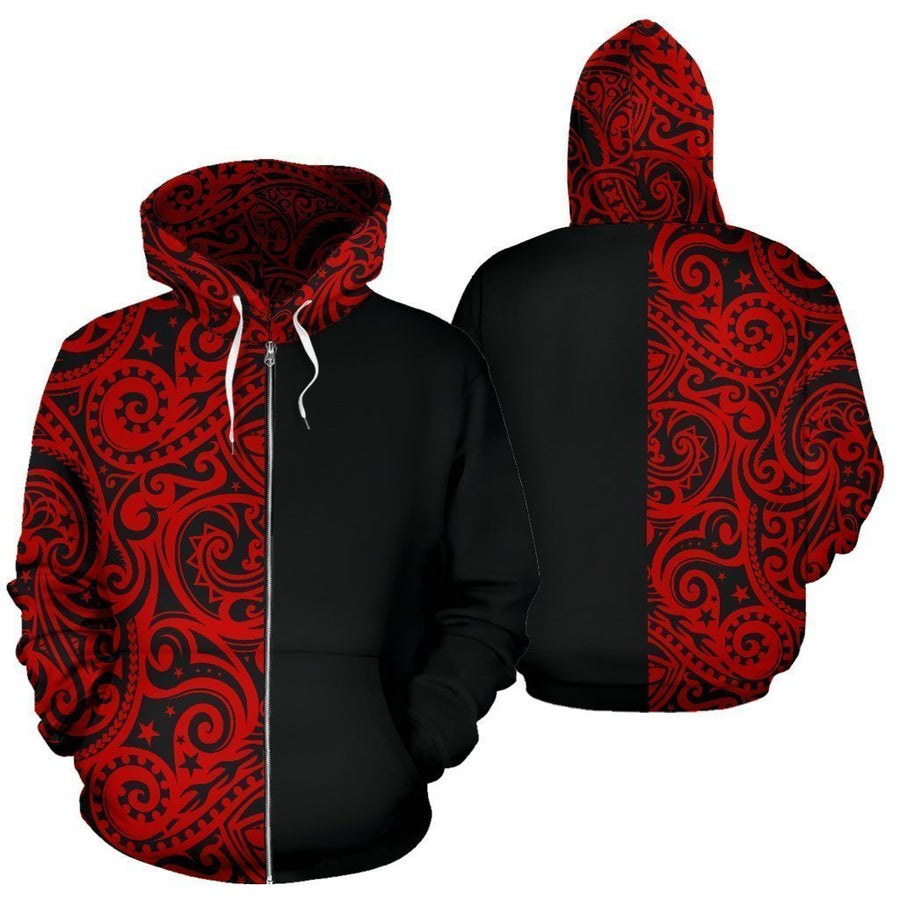 Polynesian Hoodie Half Style - AH TH2-ALL OVER PRINT HOODIES (P)-Phaethon-Hoodie-S-Vibe Cosy™