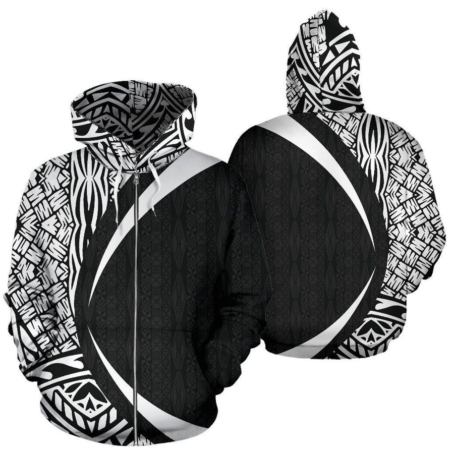 Polynesian Basic White Hoodie - Circle Style - AH-ALL OVER PRINT HOODIES (P)-Phaethon-Hoodie-S-Vibe Cosy™