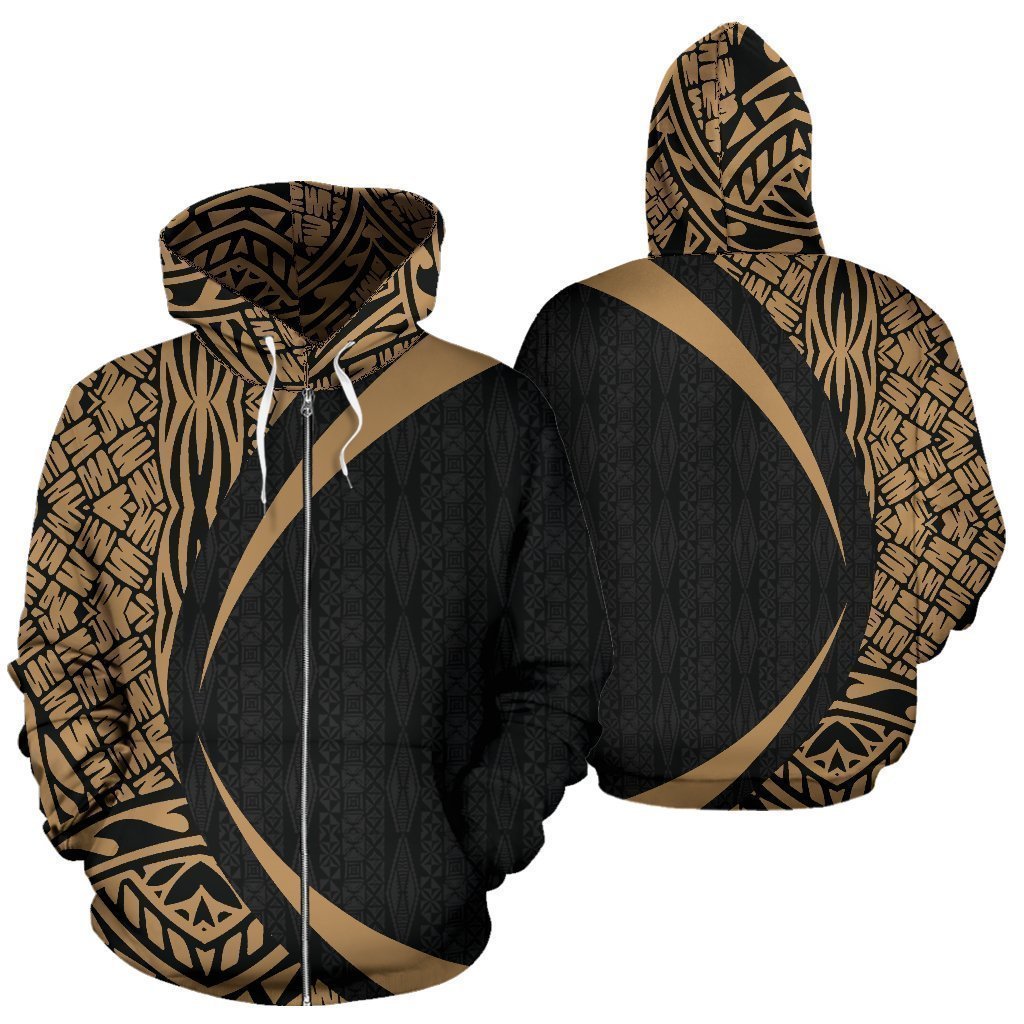Polynesian Basic Gold Hoodie - Circle Style - AH-ALL OVER PRINT HOODIES (P)-Phaethon-Hoodie-S-Vibe Cosy™