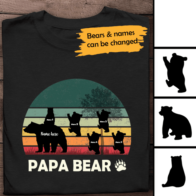 Papa Bear Personalized T-shirt Amazing Gift For Dad Father