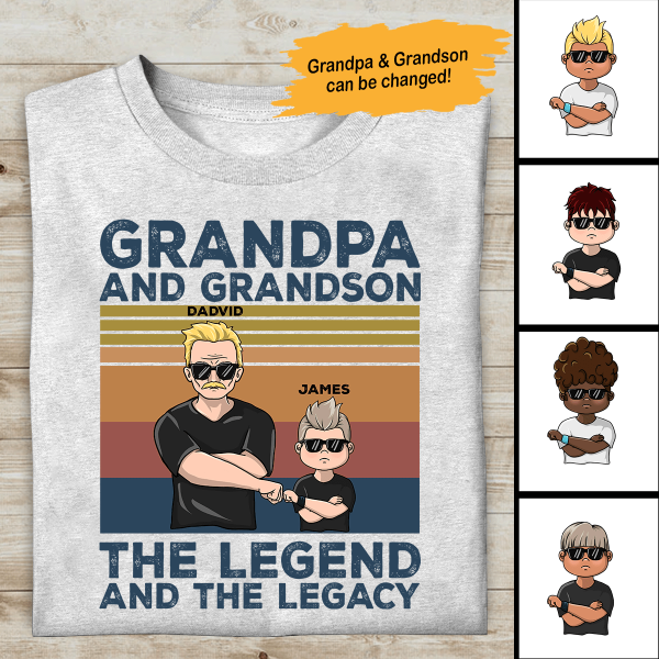 Grandpa And Grandson, The Legend And The Legacy Personalized T-Shirt, Best Gift For Grandpa And Grandson