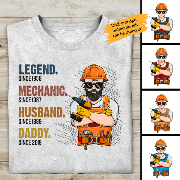 Mechanic, Husband, Daddy and Legend Personalized T-shirt Father's Day Gift