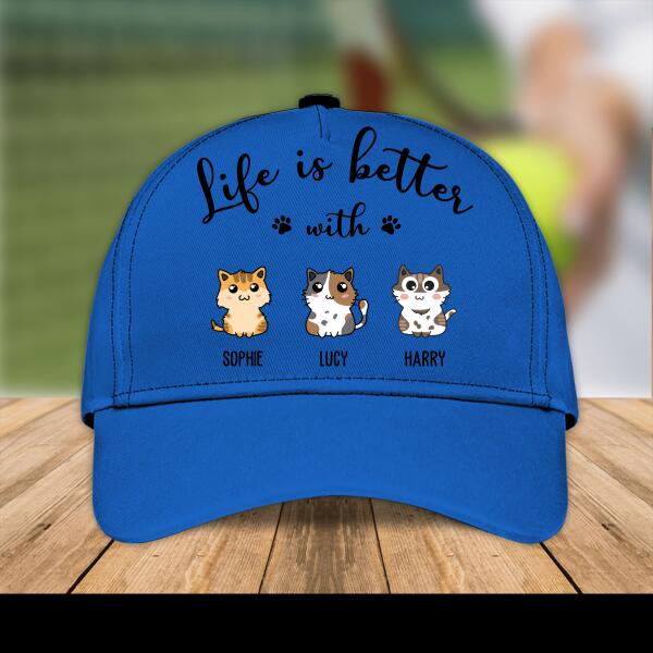 Life Is Better With Cats Personalized Cap For Cat Lovers Special Gift
