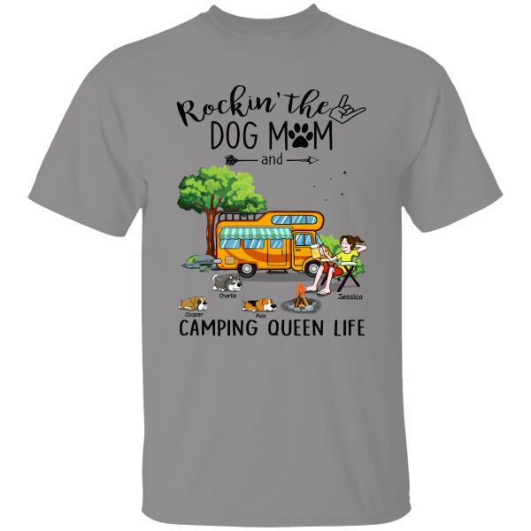Rockin The Dog Mom And Camping Queen Life Personalized T-shirt Best Gift For Dog Lover Best Friends