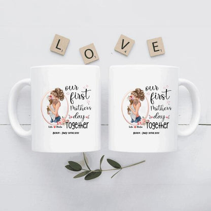 Our First Mother's Day Together Born Personalized T-shirt, Mug, Poster, Canvas Throw Pillow, Canvas, Special Gifts From Mom To Son And Daughter