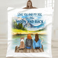I Love You And My Dog To The Moon And Back Personalized T-shirt Mug Fleece Blanket For Dog Lover Friends