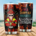 I'm A Grumpy Old Firefighter My Level Of Sarcasm Personalized Tumbler, Best Gift For Firefighter