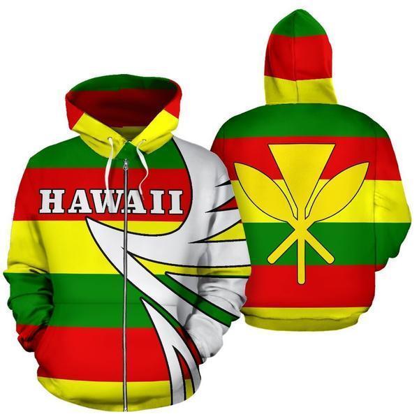Hawaii Kanaka Flag Hoodie - Warrior Style J9-ALL OVER PRINT HOODIES (P)-Phaethon-ZIP-UP Hoodie-S-Vibe Cosy™