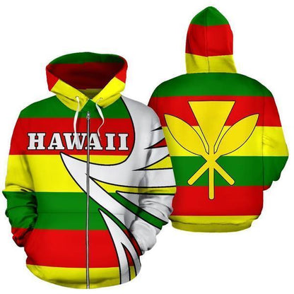 Hawaii Kanaka Flag Hoodie - Warrior Style J9-ALL OVER PRINT HOODIES (P)-Phaethon-ZIP-UP Hoodie-S-Vibe Cosy™