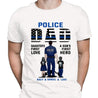 Police Dad Son Daughter Personalized Thin Blue Line T-Shirt, Best Gifts For Police Officers