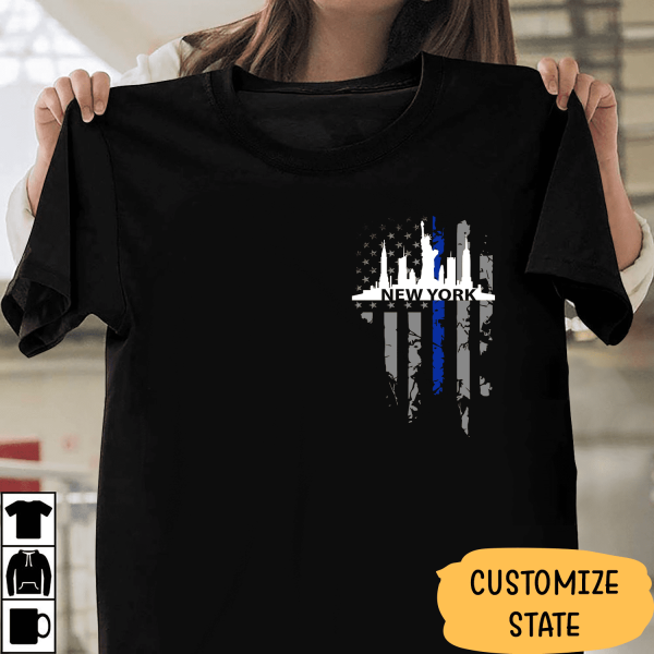 Thin Blue Line Personalized T-shirt Best Gift For Policeman