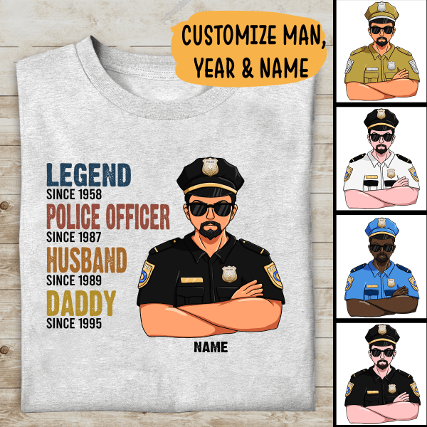 Personalized Gifts For Police Legend - Custom T-Shirt, Best Gifts For Dad Grandpa Police Officers