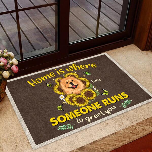 Home Is Where Someone Runs To Greet You Personalized Doormat For Dog Lover Special Gift Home Decor