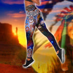 Owl Native American 3D All Over Printed Legging + Hollow Tank Combo