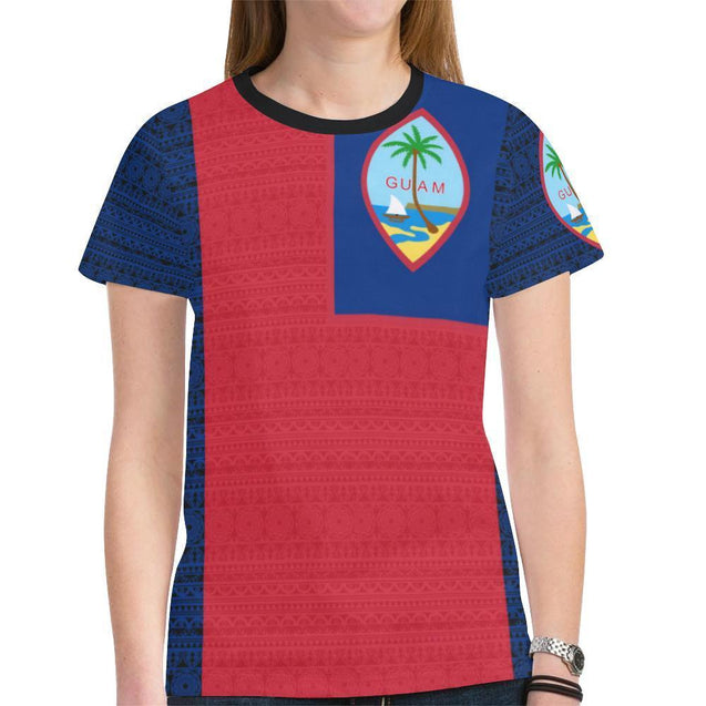 Guam T-Shirt - Polynesian Style - BN09-NEW ALL OVER PRINT T-SHIRTS-HP Arts-Women-XS-Red And Blue-Vibe Cosy™