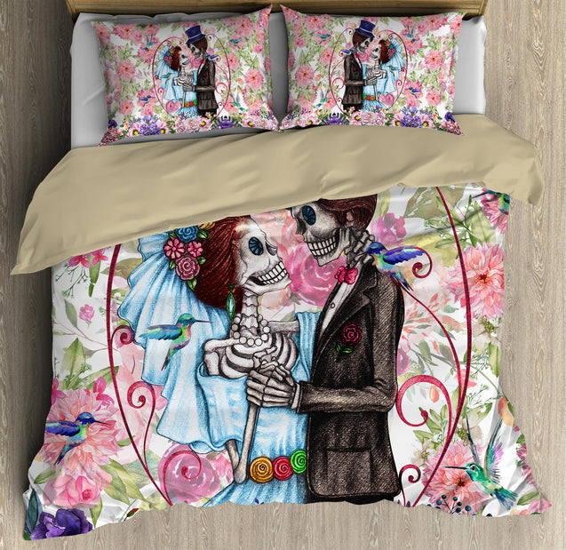 Couple Skull Wedding Bedding Set DQB07302004-TQH-BEDDING SETS-TQH-Twin-Vibe Cosy™