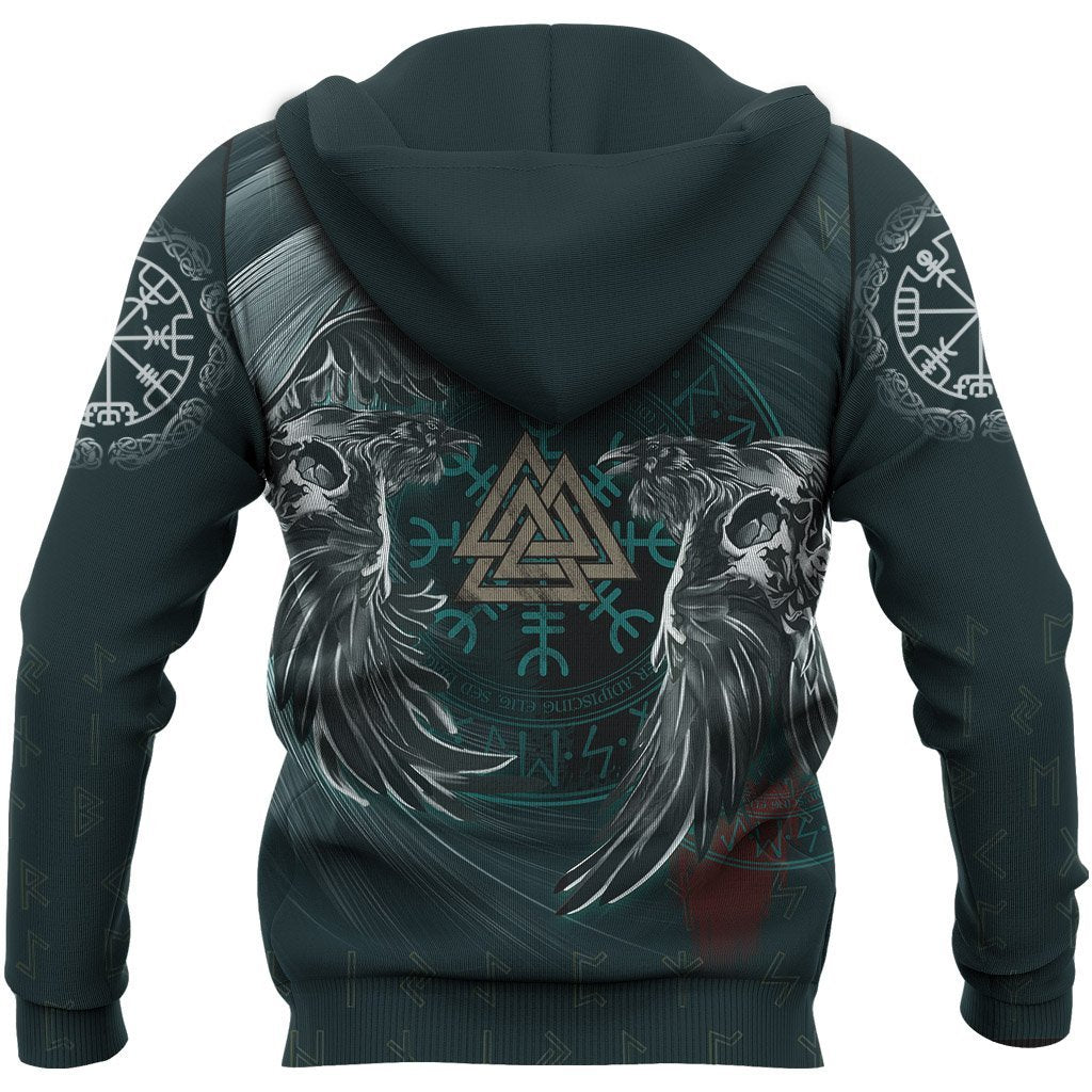 Viking Hoodie Ravens Skull Tattoo HP261210-Apparel-HP Arts-Hoodie-S-Vibe Cosy™